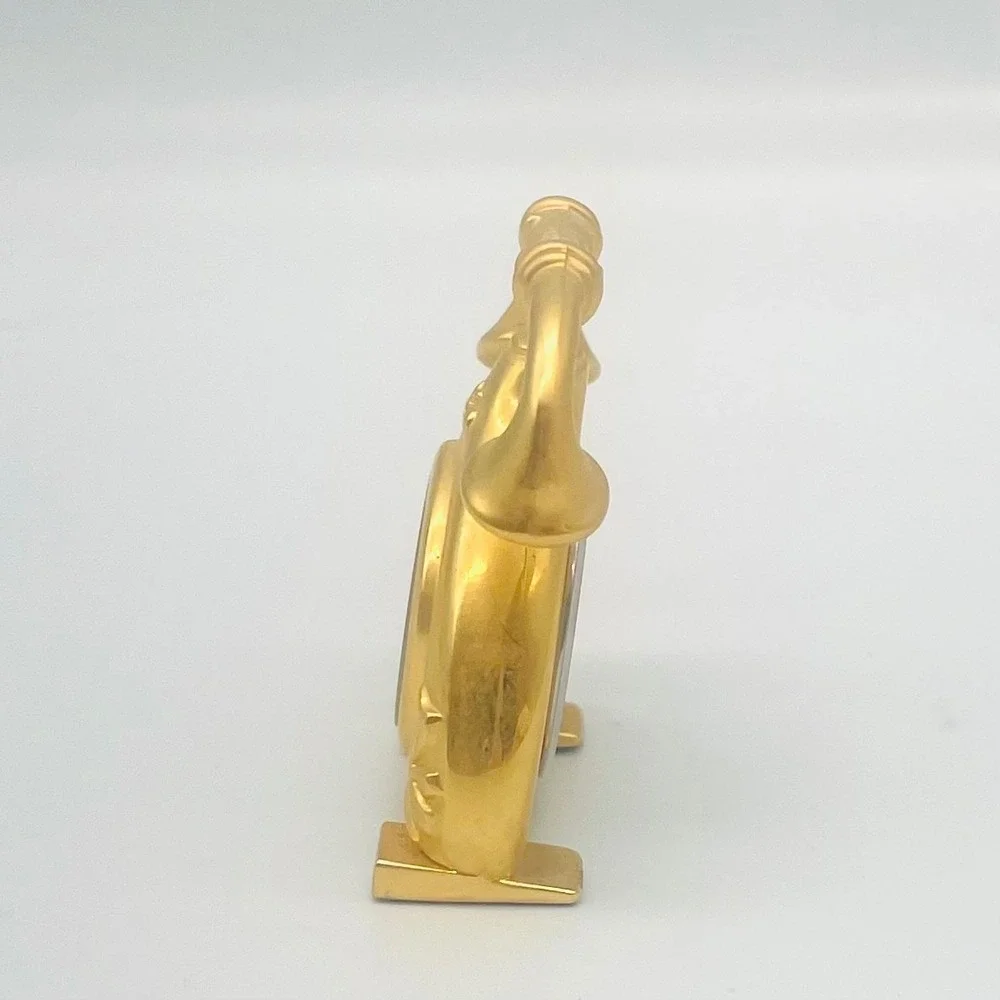 Collezio Telephone Miniature Clock Gold Tone Vintage Style Desk 1.75